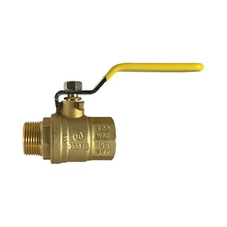 Ball Valve, 3818 Nominal, FNPT X MNPT, 600 Psi WOG, 150 Psi WSP, 20 To 248 Deg F, Full Port, Medi